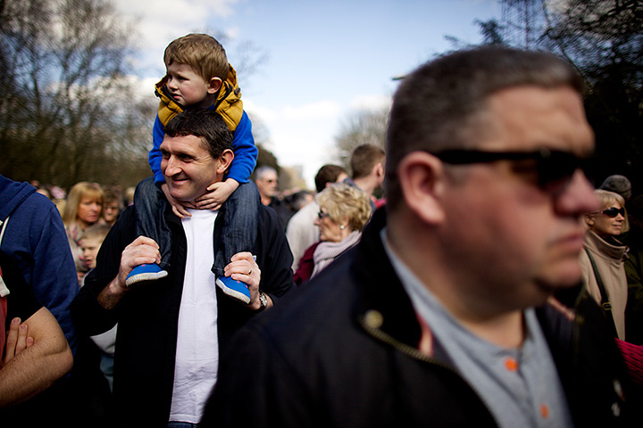 maltby colliery closes: The funeral march from the colliery through the village centre 