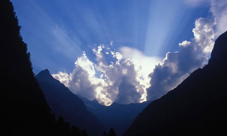 View of mountains from San Martino in Val Masino, Italy