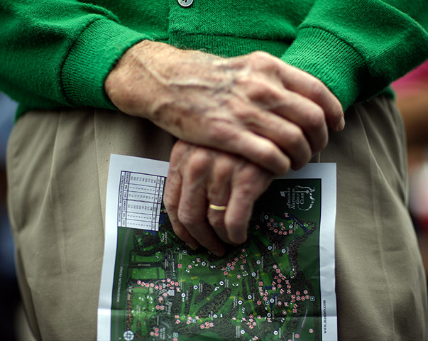 augusta day 1: Sanders Gray holds a Masters course map