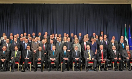 European finance ministers poses during their meeting in Dublin.