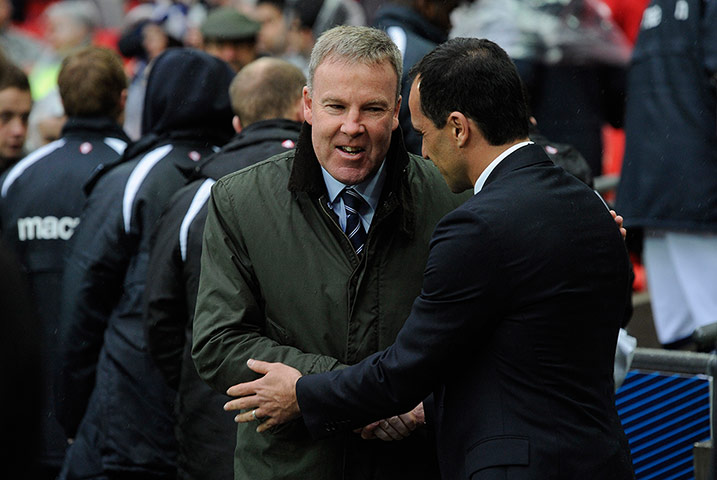 FA Cup semi: Kenny Jackett and Roberto Martinez are in a jovial mood before kick-off