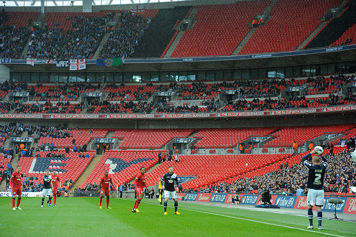 FA Cup semi: Empty seats in thhe Millwall versus Wigan FA Cup semi-final
