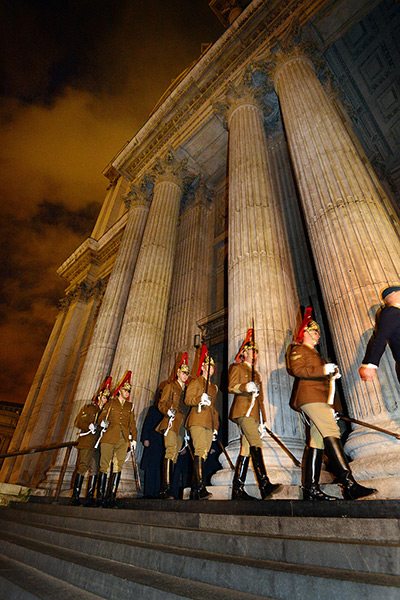 Rehearsal: A section of the members of the Armed Forces on the steps of St Paul's Cath