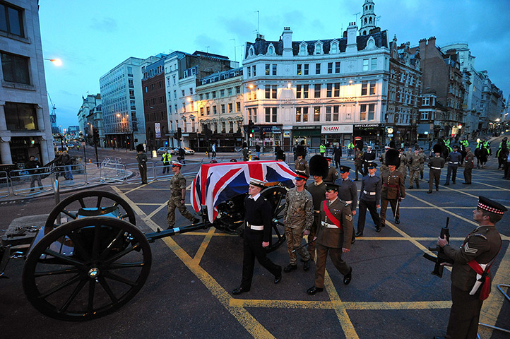 Rehearsal: A Gun Carriage from the King's Troop Royal Horse Artillery passes through L