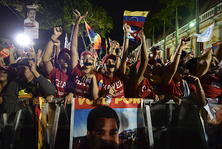 Venezuela results: Supporters of Venezuelan acting President Nicolas Maduro celebrate