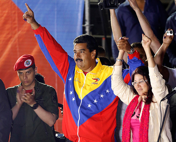 Venezuela results: Nicolas Maduro and his wife Cilia Flores celebrate after the official resul