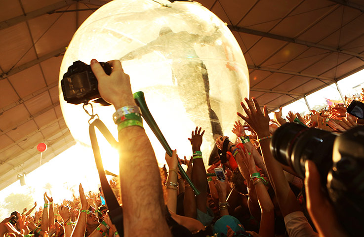 Coachella Day 2 and 3: Major Lazer perform with a zorb