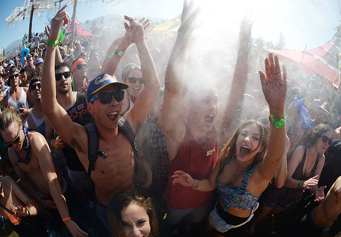 Coachella Day 2 and 3: Music fans get sprayed with water on day 2 of the festival
