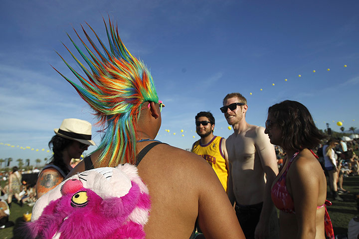 Coachella Day 2 and 3: Concert-goer Patrick Nguyen in a rainbow mohican