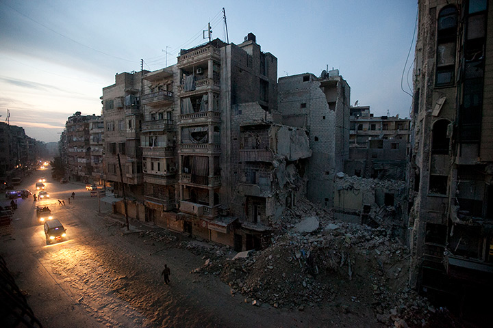 Pulitzer prize: Night falls on a Syrian rebel-controlled area of Aleppo