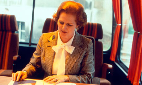 Margaret Thatcher in her pussybow blouse in 1979