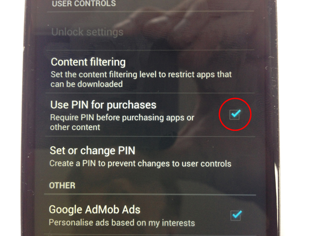 Android parental settings