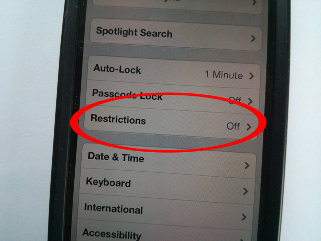 iOS parental controls