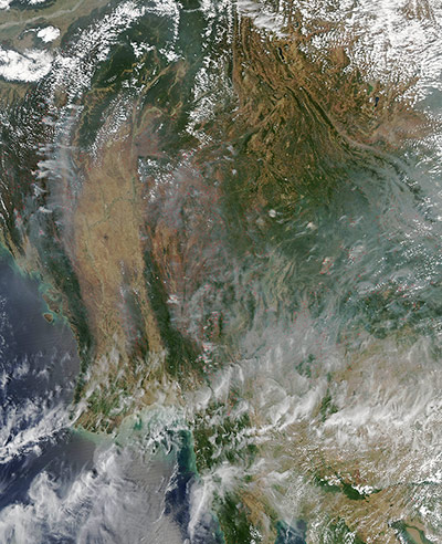 Satellite Eye on Earth: Hundreds of fires speckled the landscape across Indochina 