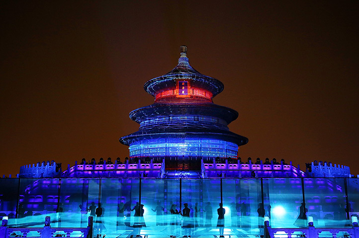 24 hours: Beijing, China: The Hall of Prayer for Good Harvest is illuminated
