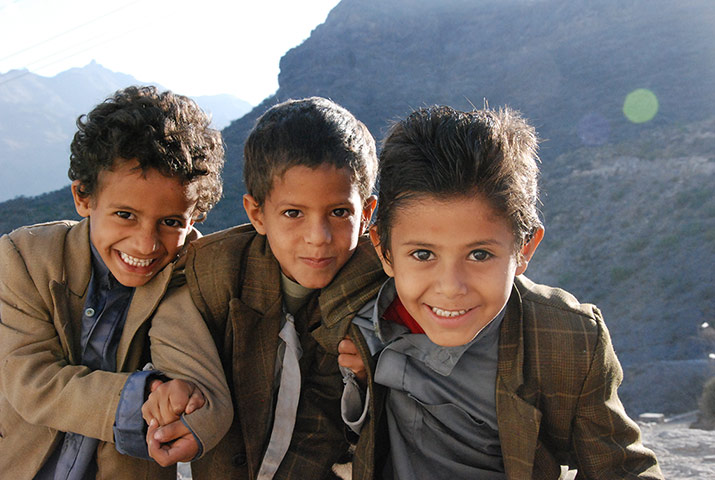 Young boys in the rural village of Bani Mareh, south of Sana’a