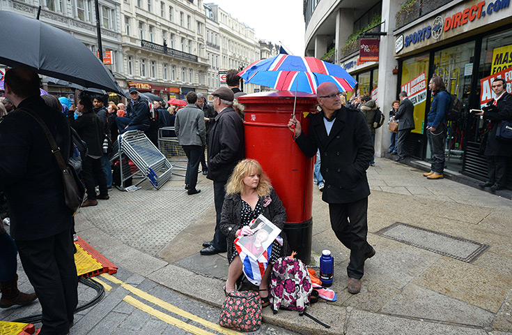 Churchill comparison: People gather as they wait to pay their last respects to Margaret Thatcher 