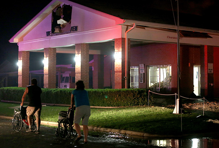 Texas explosion: People are seen pushing wheelchairs in front of a damaged nursing home