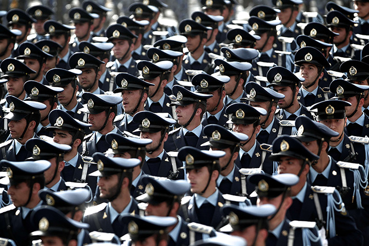 24 hours: Tehran, Iran: Iranian army's air force soldiers march 