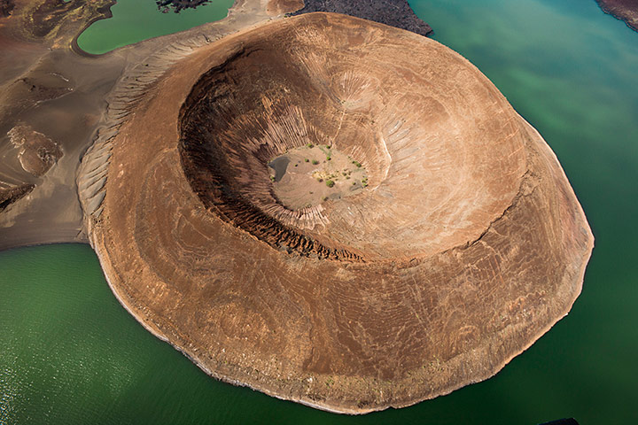 rift valley from above: Nabiyotum Crater, Lake Turkana, Kenya