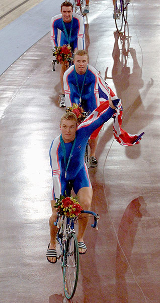 Life & times of Chris Hoy: Britain's Olympic Sprint Team Celebrate Silver Medal