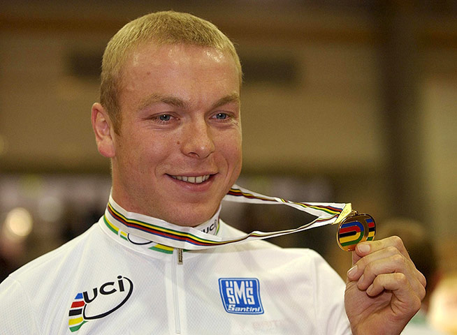 Life & times of Chris Hoy: Chris Hoy with gold medal