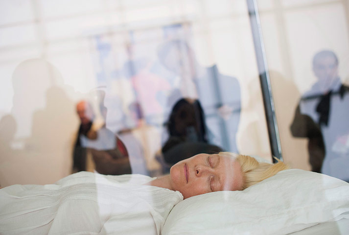 20 Photos: Actress Tilda Swinton sleeps in a box for her performance piece in New York