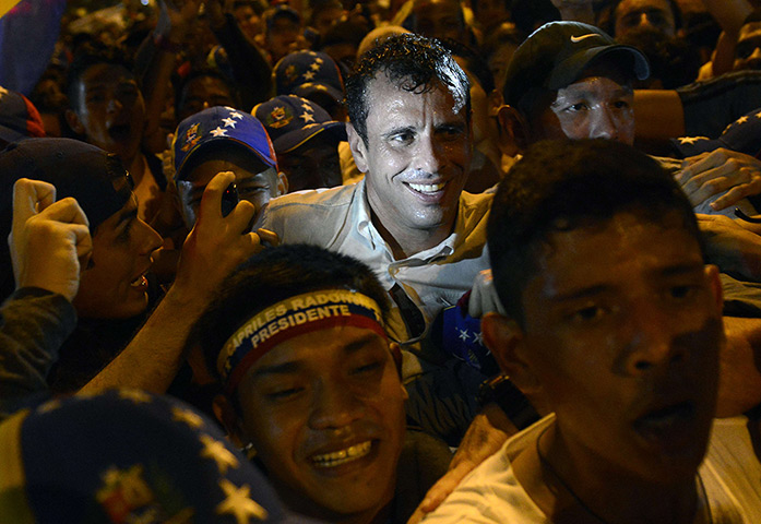 24 hours in pictures: Caracas Venezuela: Venezuelan opposition candidateHenrique Capriles Radonsk