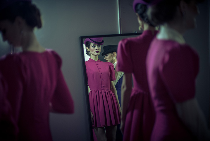 24 hours in pictures: Moscow, Russia: Moscow Art Industrial Institu Models prepare backstage Russ