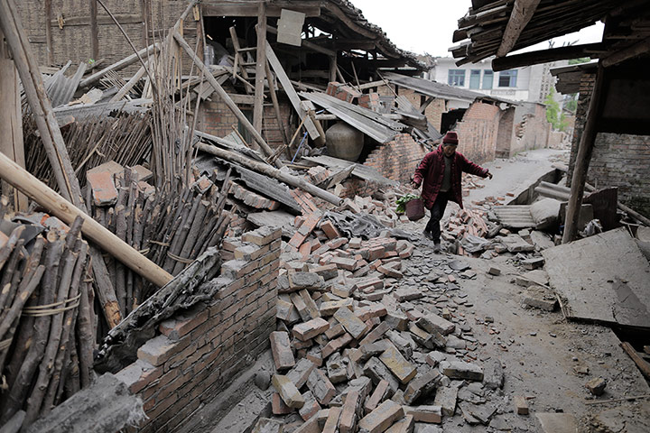 Dan Chung in China: The wreckage of Qinglong village near Longmen.