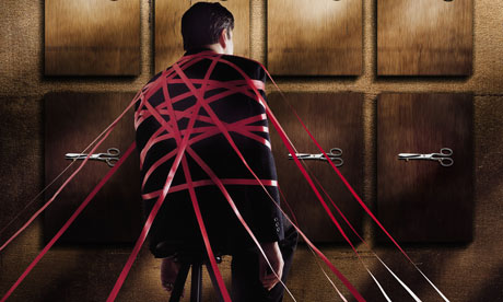 Man tied in red tape