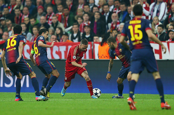 Bayern versus Barca 2: Franck Ribery goes on a charge down the left