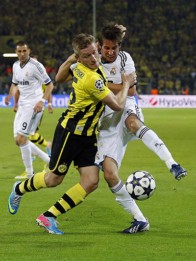 Dortmund v Real 2: Fabio Coentrao and Jakub Blaszczykowski