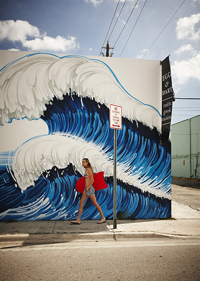 Surf-inspired street art in Miami's Design District