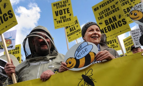 Fashion designer Vivienne Westwood protests with beekeepers
