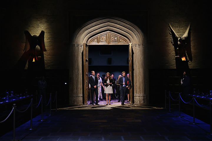 Royal Warner Bros: The Duke and Duchess of Cambridge with Prince Harry walk through the set us