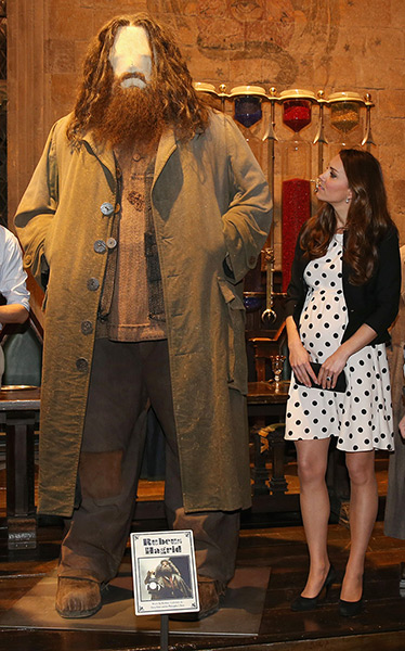 Royal Warner Bros: Catherine looks at the costume for the character Hagrid on display