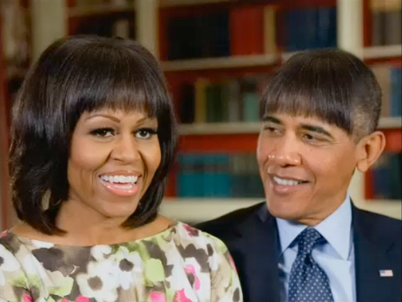 White House dinner: President Barack Obama makes a joke about copying his wife's hair 