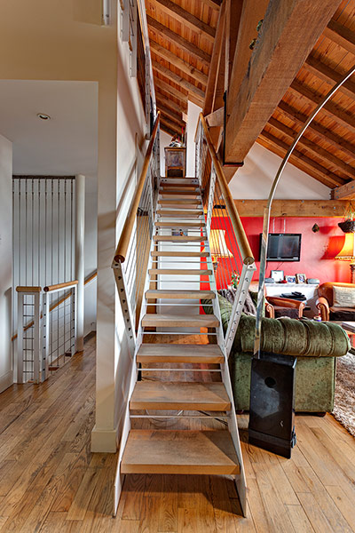 homes - attic: stairway leading up to mezzanine floor in attic flat
