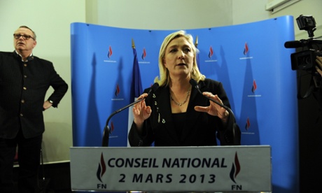President of the far-right party the Front National, Marine Le Pen, portrays both mainstream parties in France as equally corrupt.