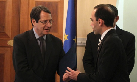 New Cypriot finance minister Harris Georgiades was sworn in this morning.
