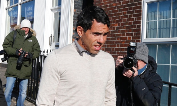 Manchester City striker, Carlos Tevez, arrives at Macclesfield Magistrates Court in Macclesfield, England. The Argentine striker appeared to face driving charges. Photograph: Phil Noble/Reuters
