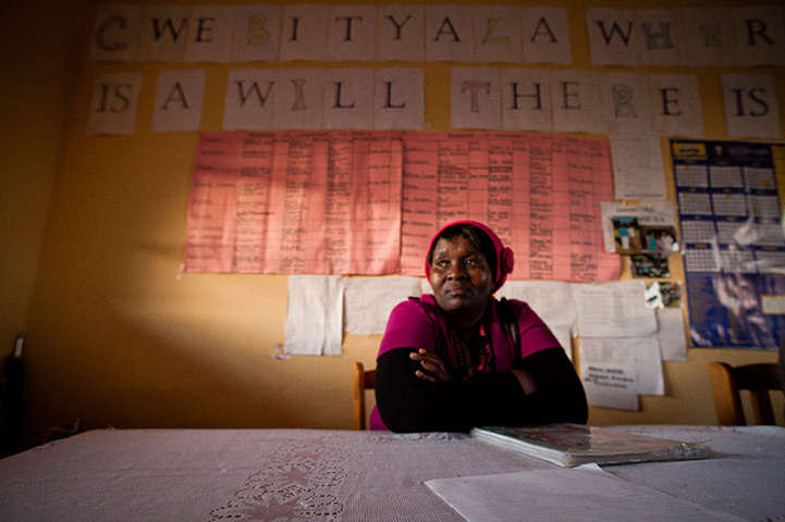 Eastern Cape Schools: A teacher sits in a newly built staffroom at a rural school, Gwebityala, wh