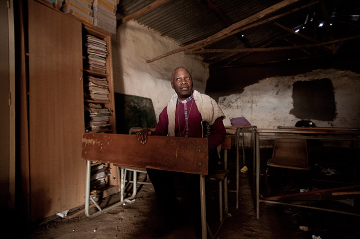 Eastern Cape Schools: Archbishop Makgoba, sitting in a mud classroom at Samson