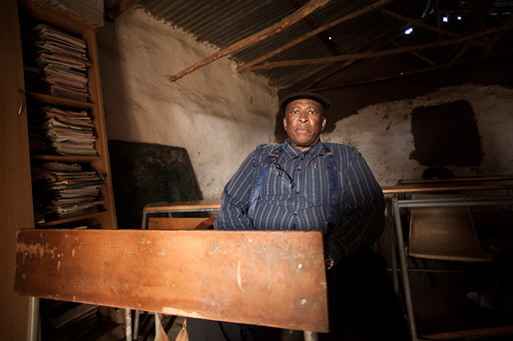 Eastern Cape Schools: Renowned writer and playright, Zakes Mda sits at one of the desks