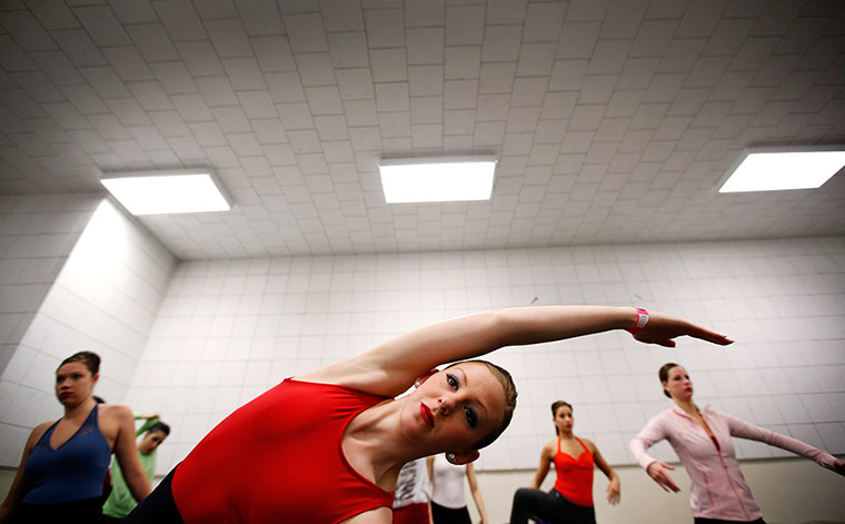 Radio City Christmas: Dancers warm up before an open audition to join the world famous Rockettes 