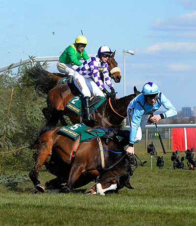 Dangers of Aintree: Ben Crawford falls