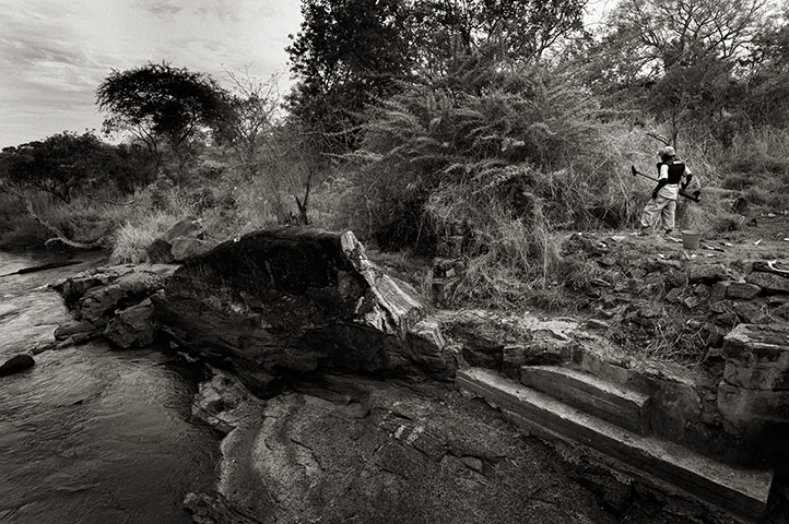Mine clearing near river
