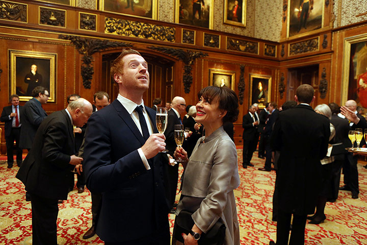 Queen gets a Bafta: British actors Damian Lewis and his wife