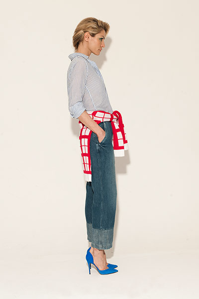 All Ages: shirt jeans jumper blue high heeled shoes